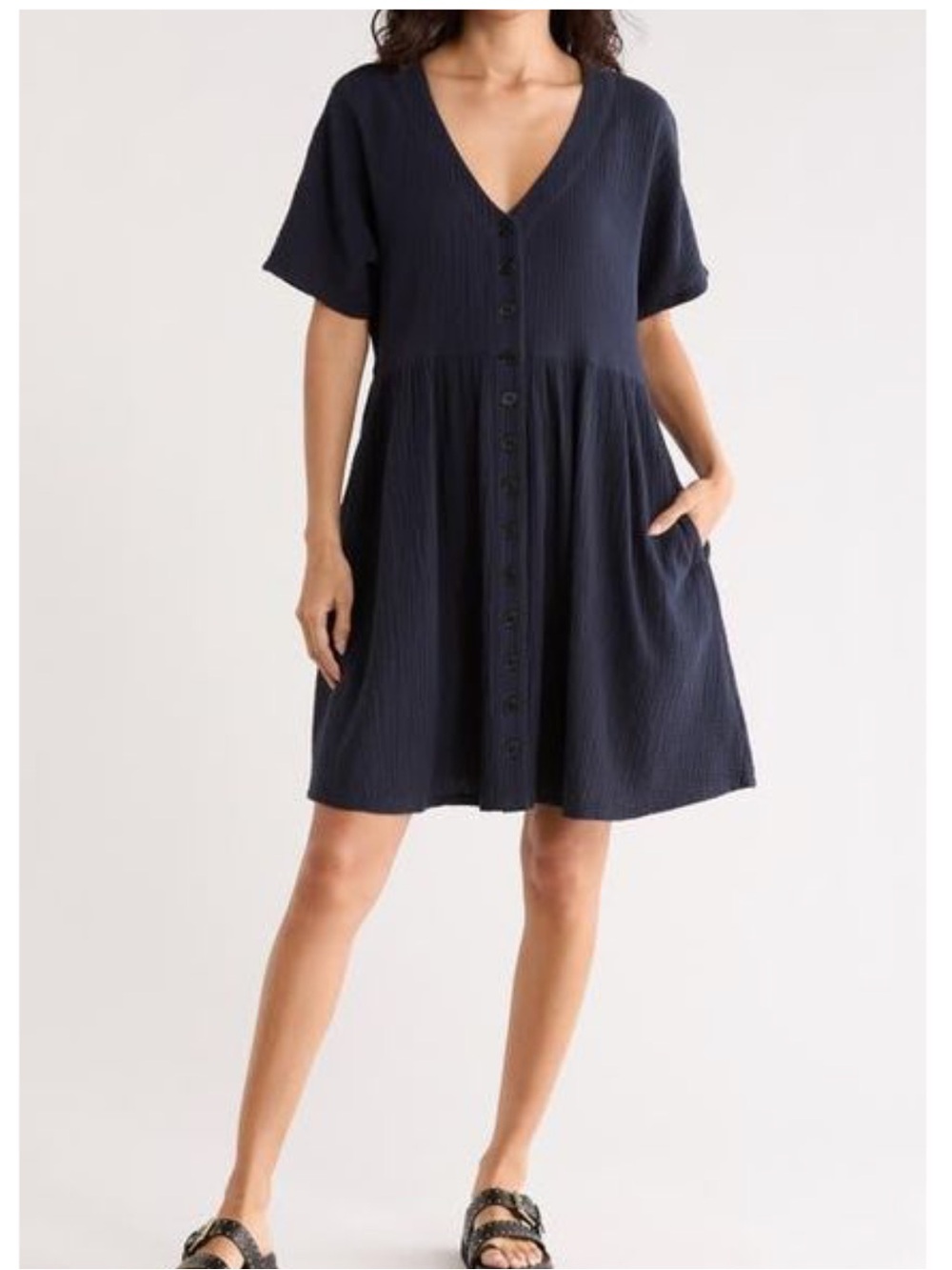 Madewell Lightspun Button Front Minidress - Picture 2 of 7